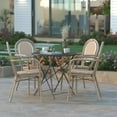 thumbnail image 3 of Emma + Oliver Set of Four Indoor/Outdoor Stacking Thonet Bistro Style Chairs with Arms, Natural & White PE Rattan Seat and Lt Nat Bamboo Metal Frame, 3 of 16