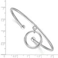thumbnail image 2 of White Sterling Silver bracelet Cuff Fancy 2.4 mm Rhod-plat Polished with Charm Bangle, 2 of 2