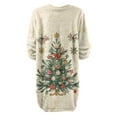 thumbnail image 4 of Women's Round Neck Casual Long Sleeve Plush Christmas Print Dresses for Cozy Holiday Fashion and Everyday Comfort,Khaki,2XL, 4 of 6