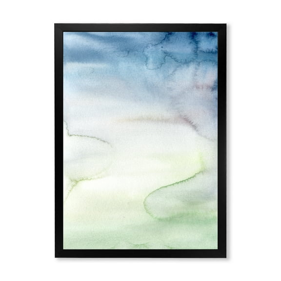 Designart 'Pastel Abstract With Green Dark Blue and White Spots' Modern Framed Art Print