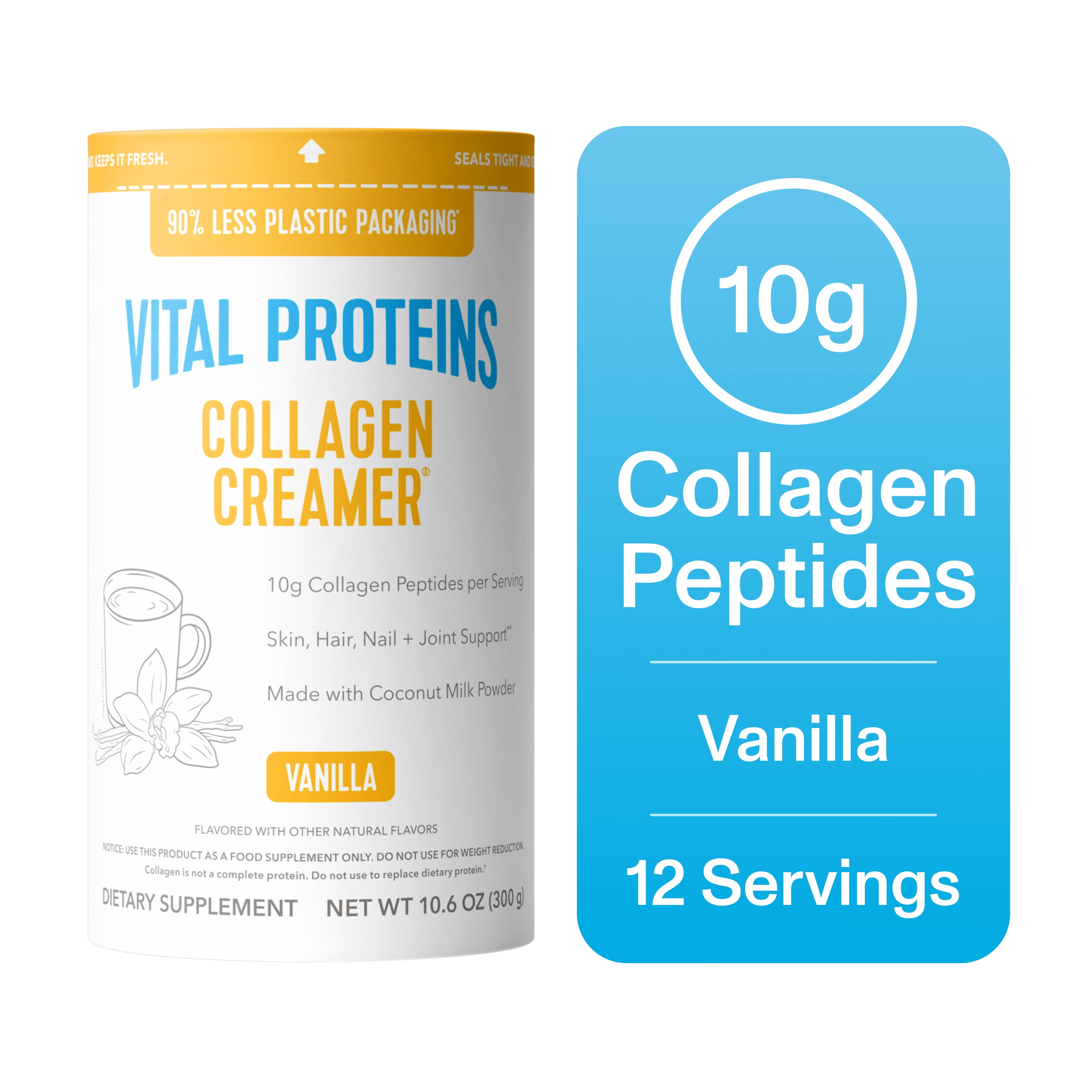 Vital Proteins Collagen Creamer made with Coconut Milk - 10g Collagen for Skin, Nail & Joint Support, Vanilla, 10.6 oz