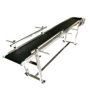 EQCOTWEA 70.8"*7.8" Flat Conveyor PVC Industrial Transport Conveyor Belt Systems with Double Guardrails Black