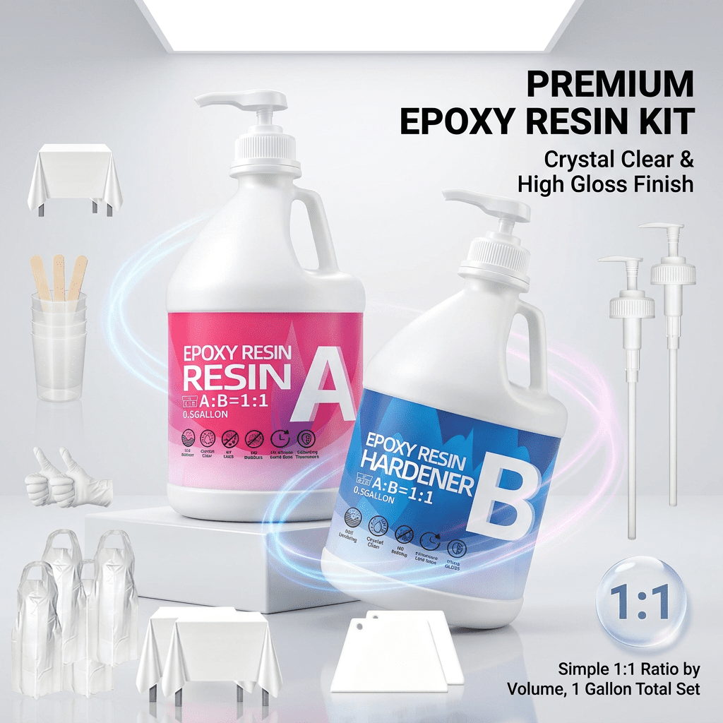 2gal Clear Epoxy Resin Kit - 2-Part Fast Cure Epoxy Adhesive, High Hardness, Bubble-Free, Anti-Yellowing, Self-Leveling. For Casting, Coating, Countertops, River Tables, Resin Molds, Art Cra