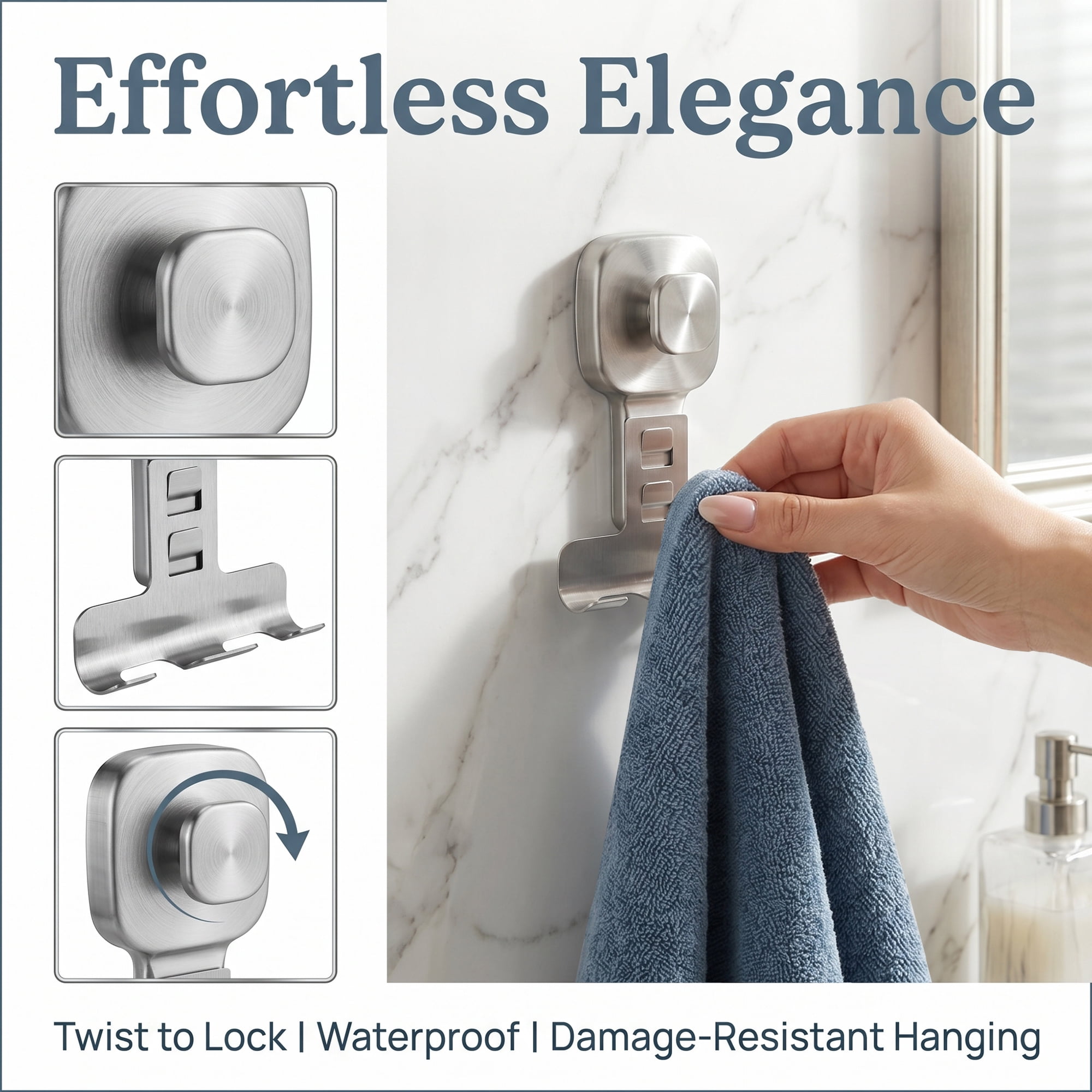 Unique Bargains Suction Cup Hooks for Shower 2-Pack Wall Hooks for Hanging Silver2