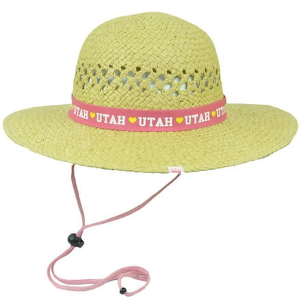 Heart Utah Beehive State Round Tiller Sun Hat Paper Straw Women USA America