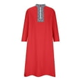 thumbnail image 3 of Aimik Hanes Men's Muslim Dress Saudi Arab Thobe Kaftan Islamic Dubai Robe Middle East Long Gown Male Prayer Clothing Red S, 3 of 5
