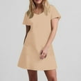 thumbnail image 4 of AherBiu Summer Dresses for Women Casual Loose Fitting V Neck Short Sleeve Tshirt Tunic Dress with Pockets, 4 of 6
