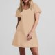 thumbnail image 4 of Vestido Corto de Verano de Moda de Color Sólido Vestido Casual de Cuello en V de Manga Corta, Desgaste Ligero de Poliéster para las Mujeres, Lavado de Manos, 4 of 7