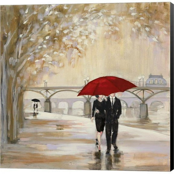 Metaverse C958378-0120000-8CAAAMA Romantic Paris III Red Umbrella by Julia Purinton Canvas Wall Art - 12 x 12 in.