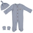 thumbnail image 2 of Baby Gear Baby Boy Baby Girl Gender Neutral Unisex 3 PC Footed Coverall Set, Sizes Newborn-9 Months, 2 of 2