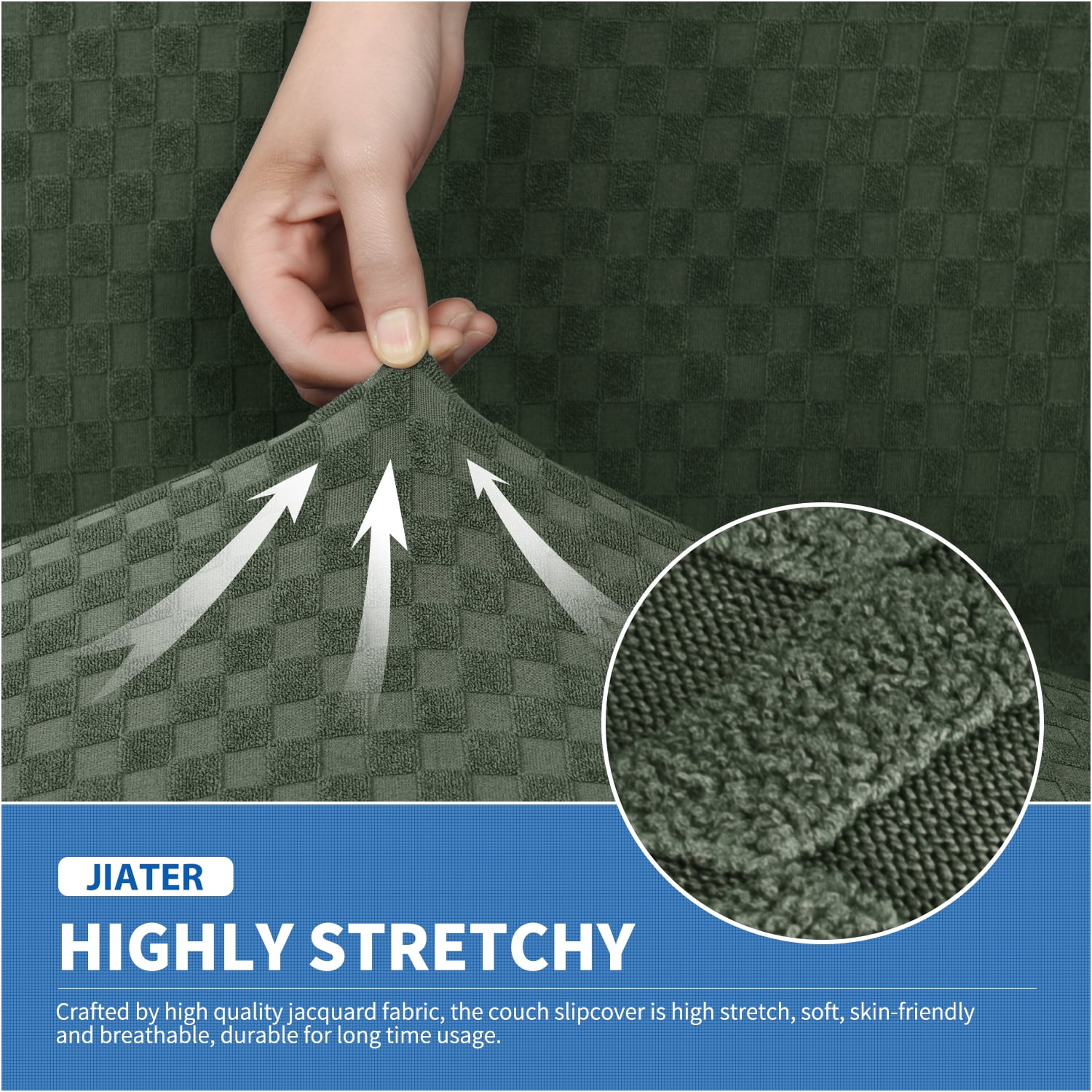JIATER 4-Piece Sofa Cover Stretch Couch Cover Washable Sofa Slipcover Furniture Protector with 3 Cushion Covers,Army Green
