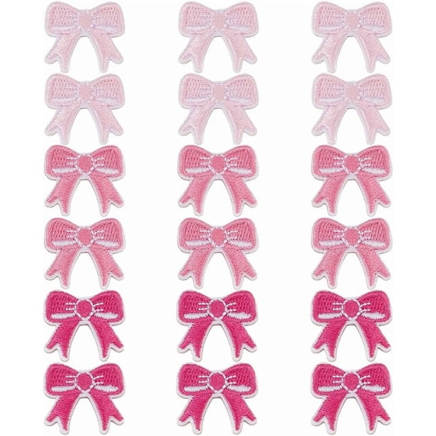 18 parches termoadhesivos de color rosa claro, parche bordado rosa, adhesivo termofusible de chenilla, apliques, decoración de costura