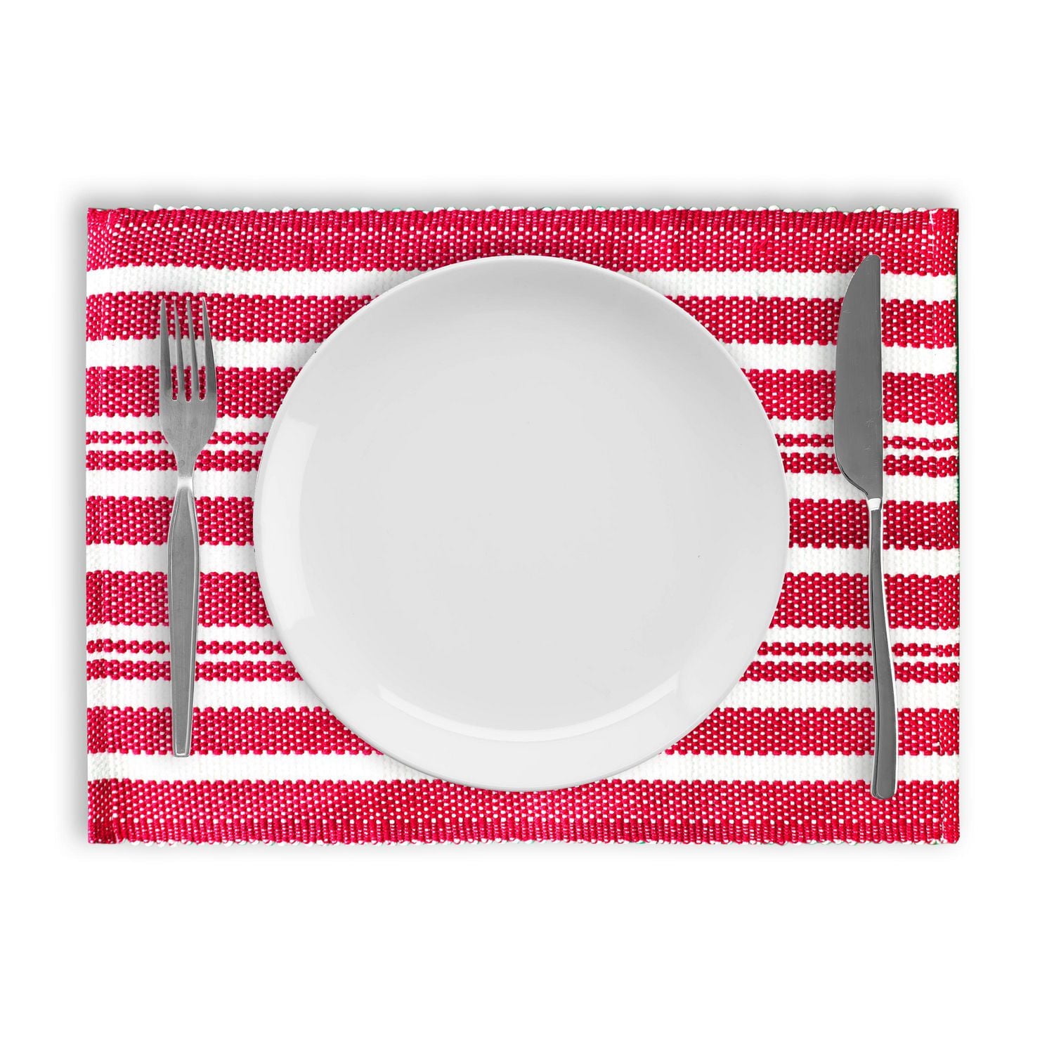 Ensemble de 4 sets de table en coton à rayures Broadway Fabstyles, lavables en machine, parfaits pour la cuisine et la table à manger ou les tables d'extérieur