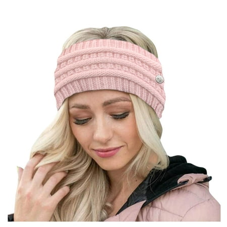 QUYUON Hats For Women Fashionable Women Outdoor Multicolor Splice Crochet Knit Holey Button Headband Casual Warm Colored Wool Cap Pink