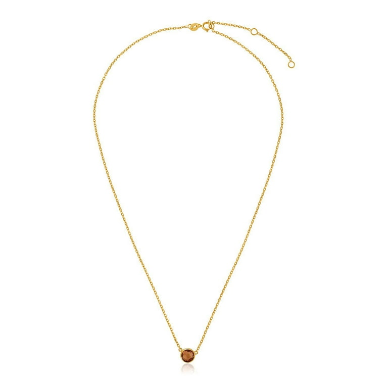 14k Yellow Gold 17 inch Necklace with Round Citrine 17 in 