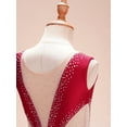 thumbnail image 6 of Sholeno Girls Latin Modern Dance Leotard Fringed Tassels Splice Mesh Rhinestones Sleevelesss Skating Burgundy 14, 6 of 7