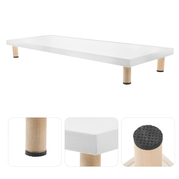 GOOHOCHY Wooden Monitor Stand Riser for Computer Laptop with Large Size White Color for Displaying Use at Home Office 14.5 x 9.8 inches