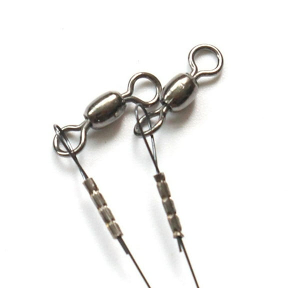 Stainless Steel Pin Titanium Wire Leader Fishing Titanium Line With Rolling Swivel Quick Change Clip Pike Fishing Anti-Bite Part 30Cm 14Kg Fangkenuo