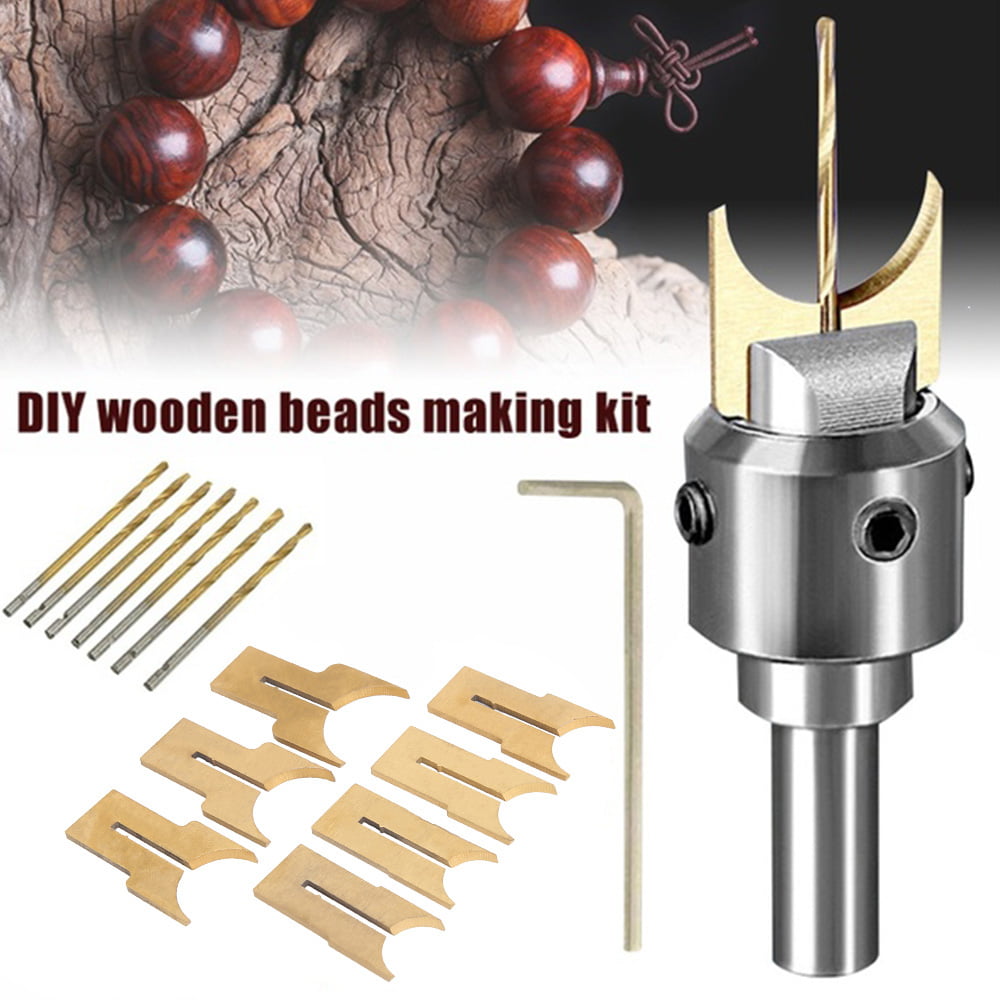 16pcs Wooden Buddha Bead Maker Cutter Kits Tool Set Beads Drill Bit Milling