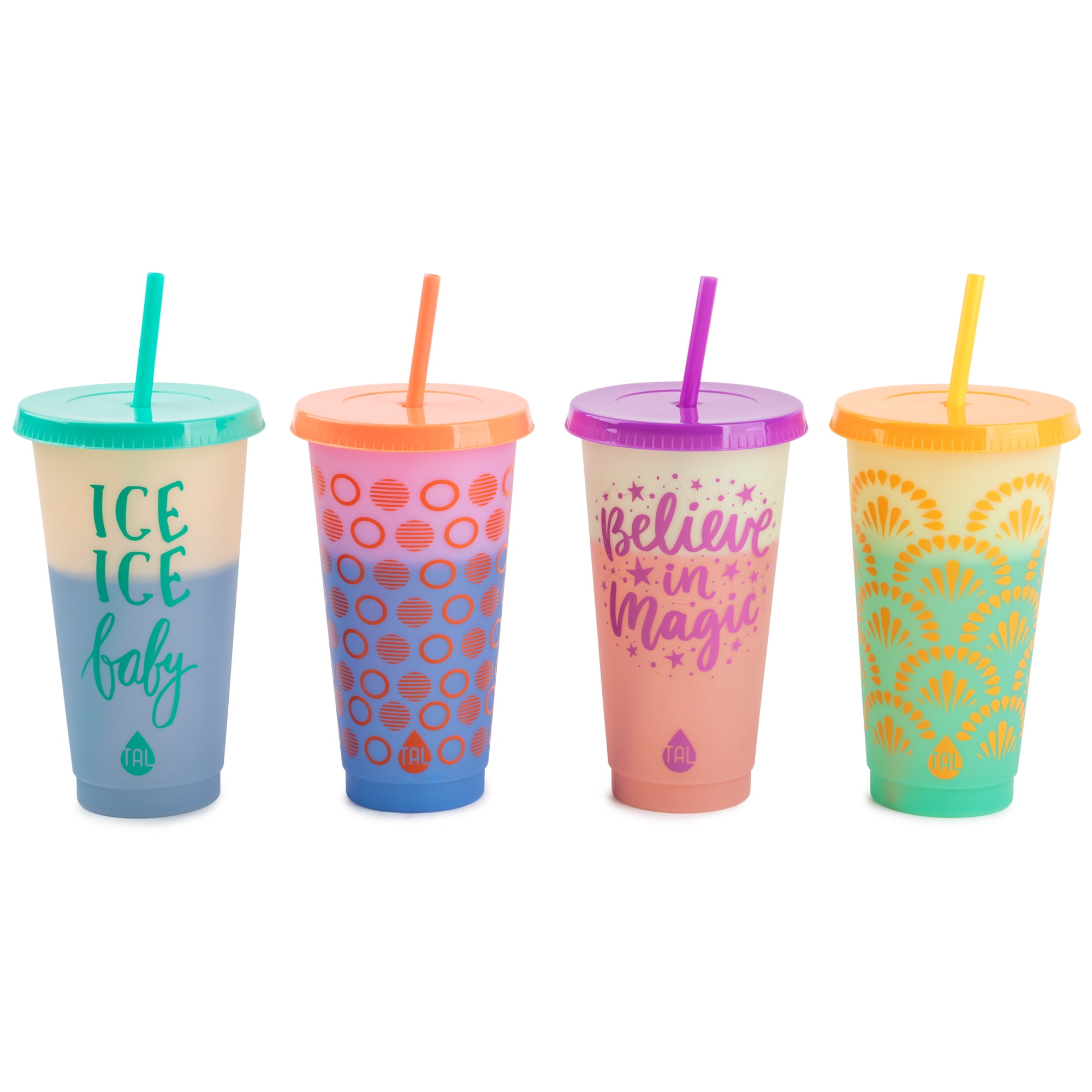 TAL Color Changing Plastic Tumbler Cups 24 fl oz, Multi Color