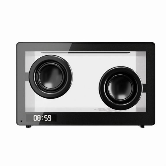 Portable Retro Bluetooth Speaker Clock Wireless HiFi Transparent Soundbar with RGB Light TF Card Audio Music Player B G