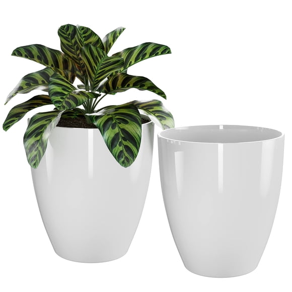 Pots de 10 Pouces pour Plantes d'Intérieur et d'Extérieur, Lot de 2 Pots Robustes pour Plantes-Fleurs-Arbres pour Déco de Porche avant, Patio, Terrasse, Salon