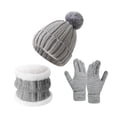 thumbnail image 4 of Conjunto de 3 gorros de invierno, bufanda unisex de punto elástico, suave, grueso y resistente al frío. Gris, 4 of 8
