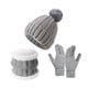 thumbnail image 4 of Gorro de invierno cómodo de 3 piezas para hombre y mujer, calentador de cuello con forro de felpa Gris, 4 of 8
