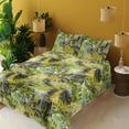 thumbnail image 2 of Ambesonne Jungle Boho Fitted & Flat Sheet with Shams 4 Pcs Set, Leafy Scene Neutral Art, King, Yellow Green Apple Green, 2 of 5