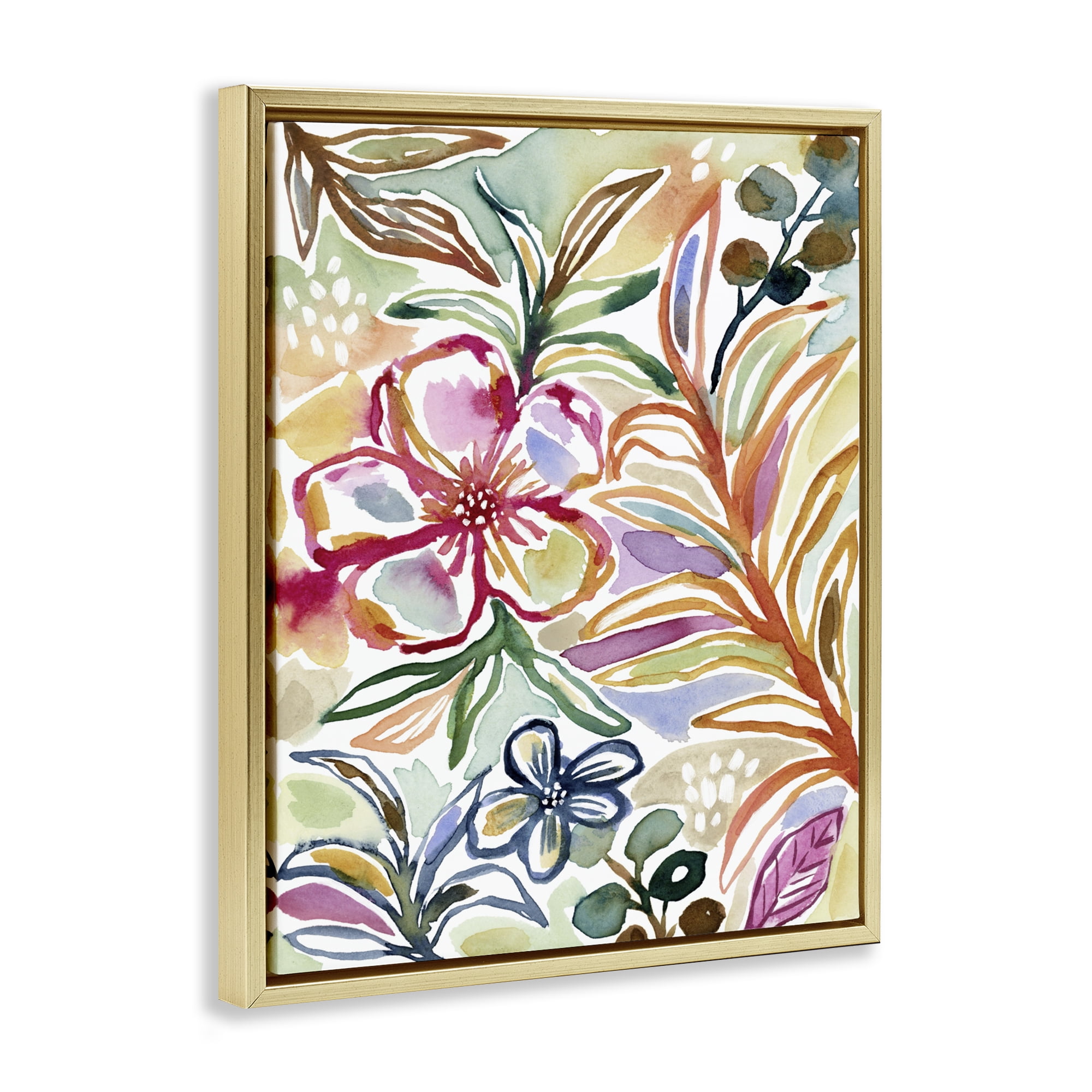 Stupell Industries Colorful Garden Impressions Gold Framed Floater Canvas Wall Art, design by Lisa Nohren