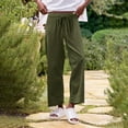 thumbnail image 7 of Atogsazn Women's Wide Leg Linen Pant Casual Loose Lightweight Pants Drawstring Fashion Trouser with Pockets Army Green S, 7 of 7