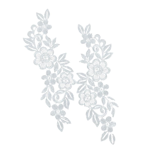 Pair El Applique Floral Del Cordón Bordó El Applique Ajustes arte de Blanco