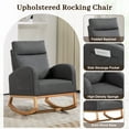 thumbnail image 3 of Rocking Chair Nursery Glider Chair, Upholstered Rocking Chair for Nursery with Rubber Wood Legs, Comfy High Backrest, Side Pockets, Armchair for Living Room, Bedroom, 3 of 9