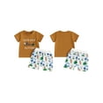 thumbnail image 2 of vera natura Toddler Boys Summer Outfits Letter Golf Car Print Short Sleeve T-Shirts Tops Elastic Waist Shorts 2Pcs Clothes Set, 2 of 8