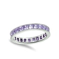 thumbnail image 4 of CHOOSE YOUR COLOR Stackable Eternity Simulated Amethyst Ring .925 Sterling Silver Band Purple CZ Female Size 8, 4 of 4