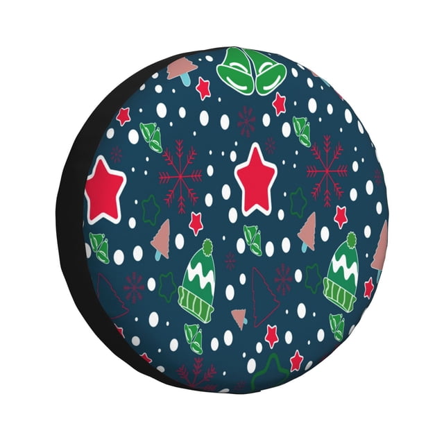 Fotbe Christmas Funda de Llanta de Repuesto con Estampado, Engrosada, Ajuste Universal para Jeep, Remolque, RV, SUV, Camión-14 inch