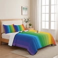 thumbnail image 5 of Twin XL Quilt Set 68''x98'', Colorful Striped Ombre Lightweight Bedspread Coverlet Set with 2 Pillow Shams, Rainbow Stripes Modern Abstract Art Breathable All Season Quilt Bedding for Dorm/Guest Room, 5 of 9