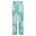 thumbnail image 5 of Lotus Floral Mint Pattern Winter Female Pants Flannel High Waist Women Pants Lady Warm Straight Leg Plush Trousers, 5 of 7