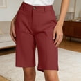 thumbnail image 3 of Bermuda Shorts for Women Knee Length Summer Casual Wide Straight Leg Loose Businees Casual Work Shorts with Pockets, 3 of 6