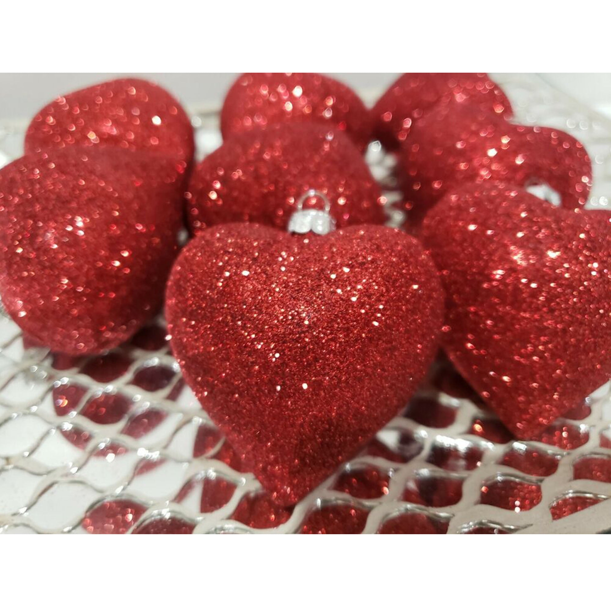 Purple Holographic Glitter 3.5 Inch Heart Valentines Day Ornament Decoration 