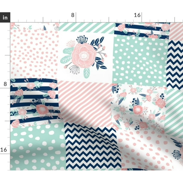 Wholecloth Quilt Baby Girl Cheater Squares Fabric Printed by