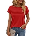 thumbnail image 2 of T-Shirt Womens Tops Summer Crew Neck Tops Elegant Basic Blouse Short Sleeve Tank Top Business Casual Red XL, 2 of 5