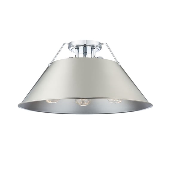 3306-3FM CH-PW-Golden Lighting-Orwell - 3 Light Flush Mount-9.25 Inches Tall and 18.75 Inches Wide-Chrome Finish-Pewter Shade Color