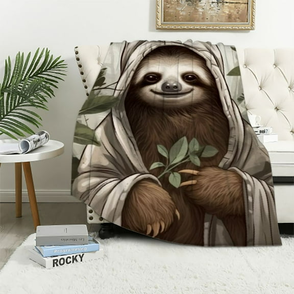 BCIIG Sloth Plant Robe Warm Lightweight Blanket Soft Fleece Blankets for All Seasons Gift Blanket 40x50in