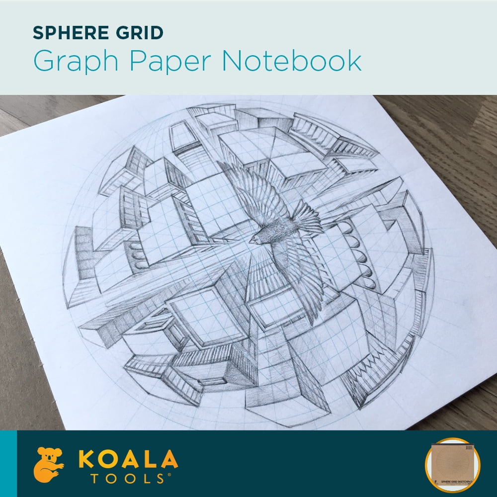 Koala Tools - 40-Page Large Drawing Pad for 5-Point Perspective Drawing,  Sketch Pad with Sphere