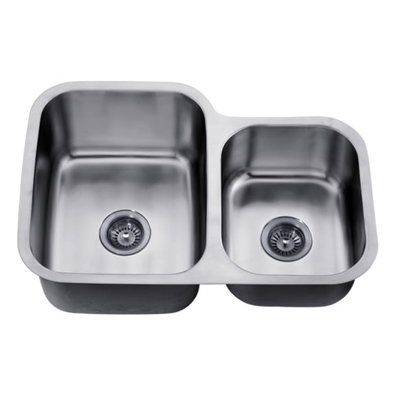 Dawn Kitchen & Bath ASU110R 30 in. L Undermount Double Bowl - Small Bowl On Right - 18 Gauge