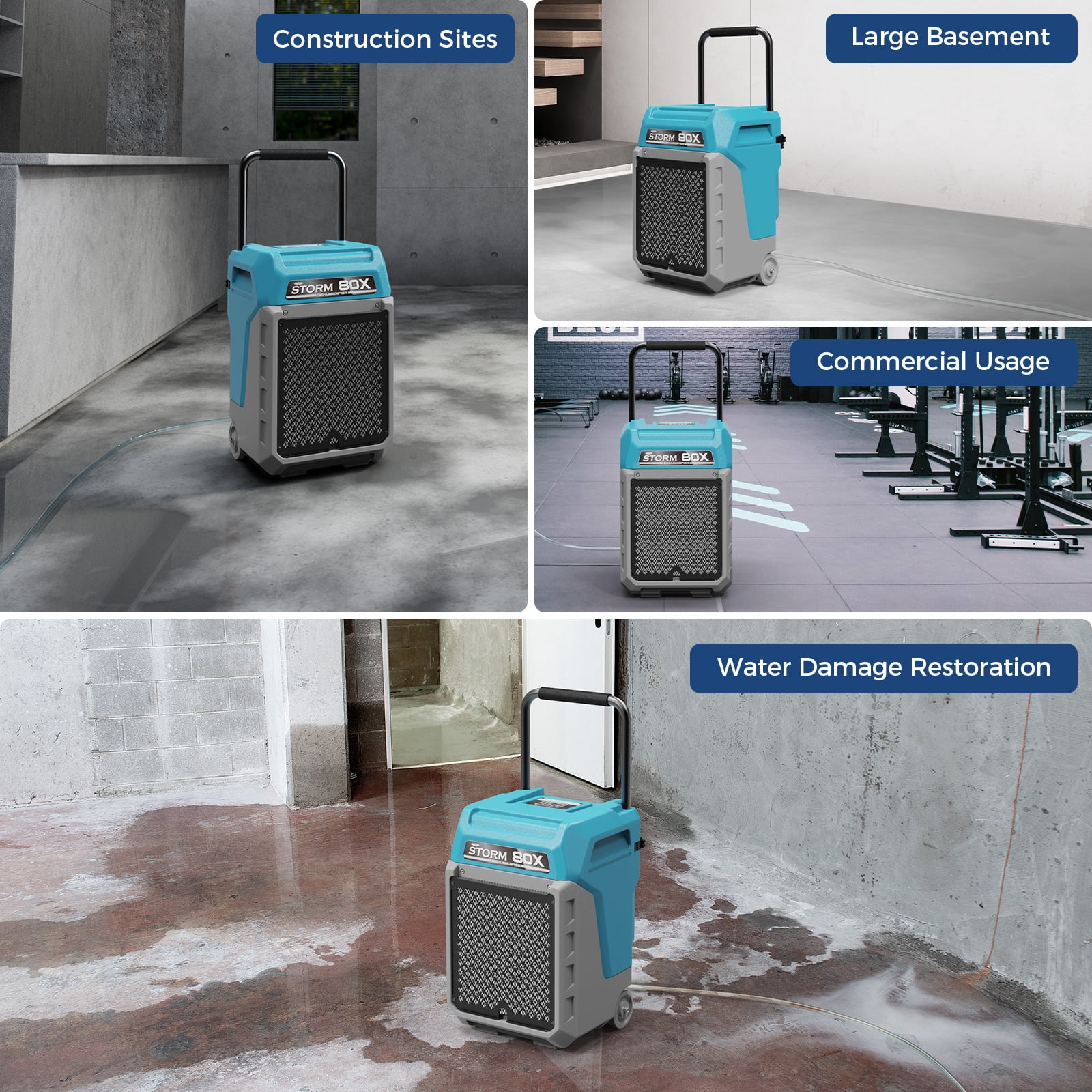 ALORAIR 170 PPD Commercial Dehumidifier with Pump, 2,100 Sq.Ft Space Cover Industrial Use Portable Dehu, with Wheels, Fit for Water Damage Restoration, Carpet Drying, Basement, Garage
