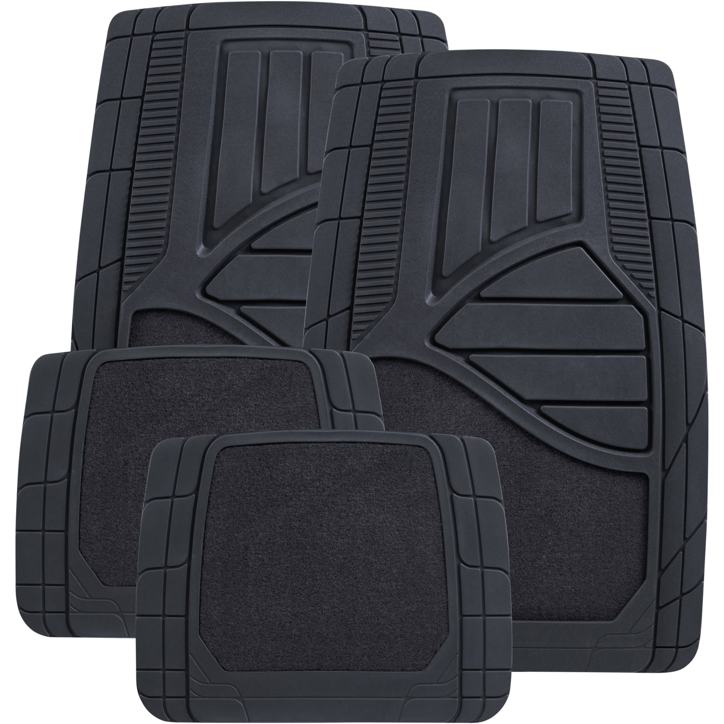 Auto Drive Grey HeavyDuty Universal Fit Floor Mat Set, 4 Piece
