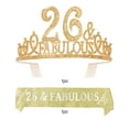 thumbnail image 7 of 26th Birthday Sash and Tiara for Women - Fabulous Set: Glitter Sash + Fabulous Rhinestone Gold Premium Metal Tiara for Women, 26th Birthday Gifts for 26th Birthday Party, 7 of 7