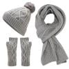 Bmisegm Women&Men Autumn Winter Warm Wool Hat Scarf Gloves Slouchy Three Pieces Winter Snow Knit Cap Screen Mittens Scarves Sets Winter Scarf for Women Grey One Size